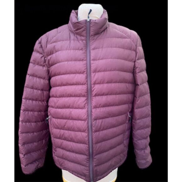 Heat Keep Puffer Size L 90% Down 10% Feathers Burgundy - Picture 2 of 13